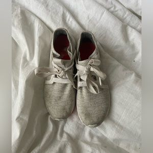 ADIDAS | white tennis shoes, pink accents